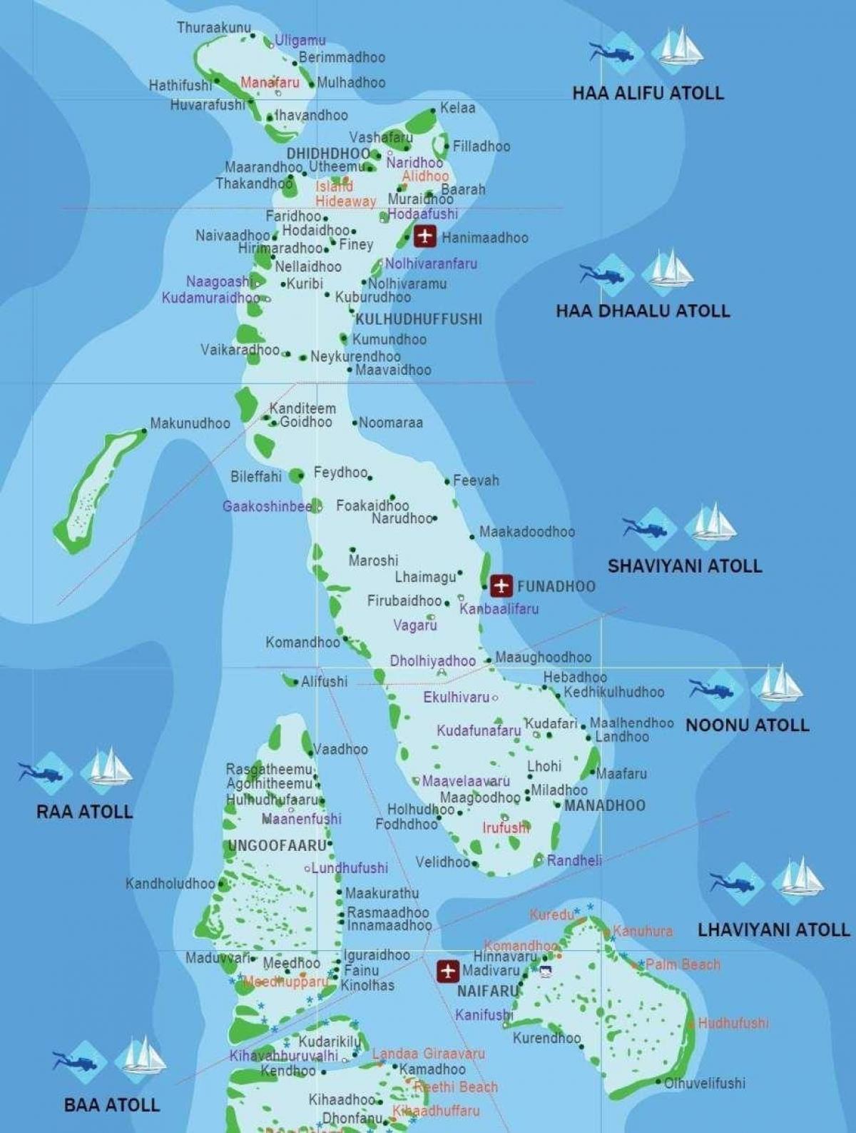 mapa kani Malediwy 