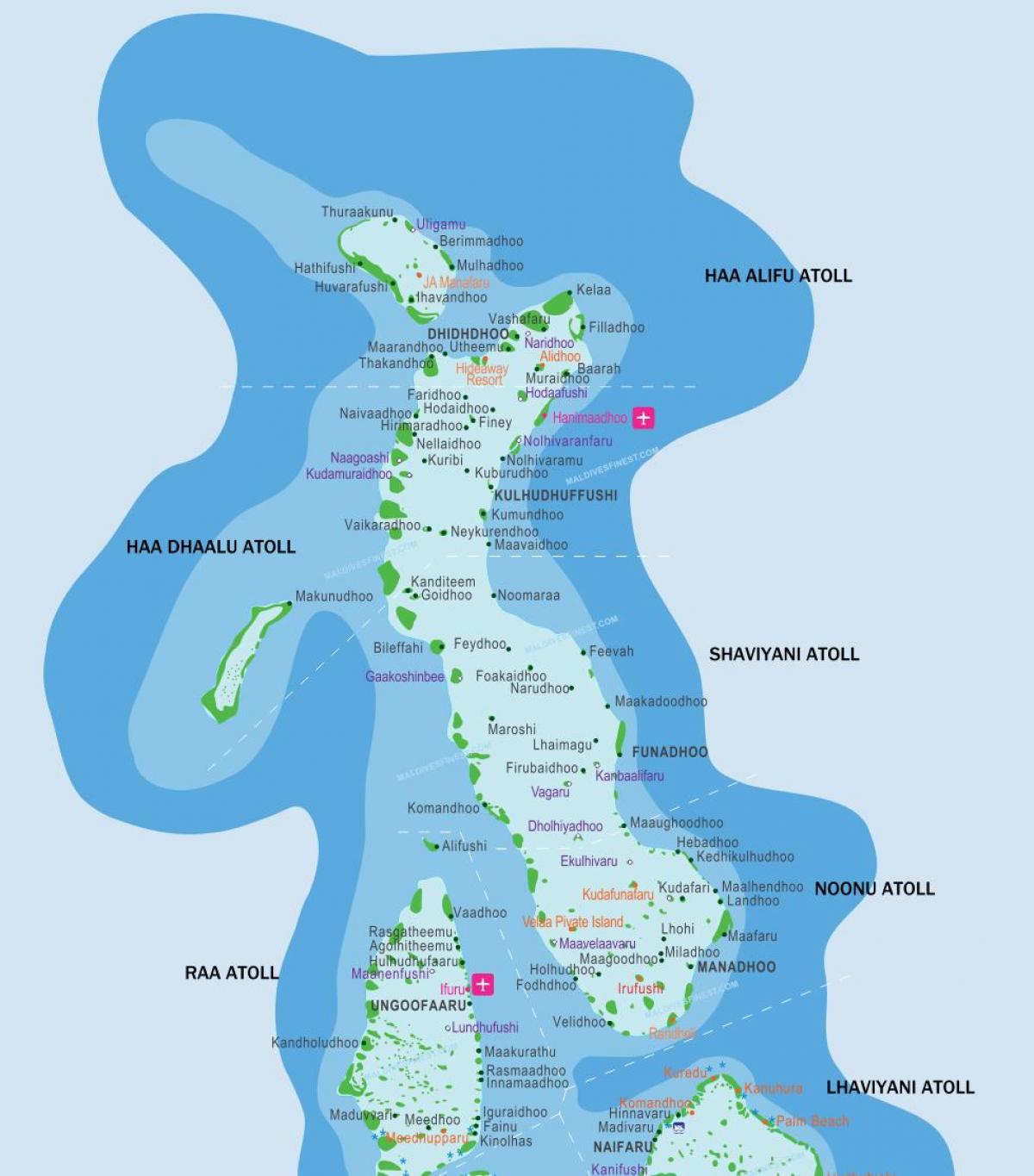 Malediwy kurortów lokalizacja na mapie