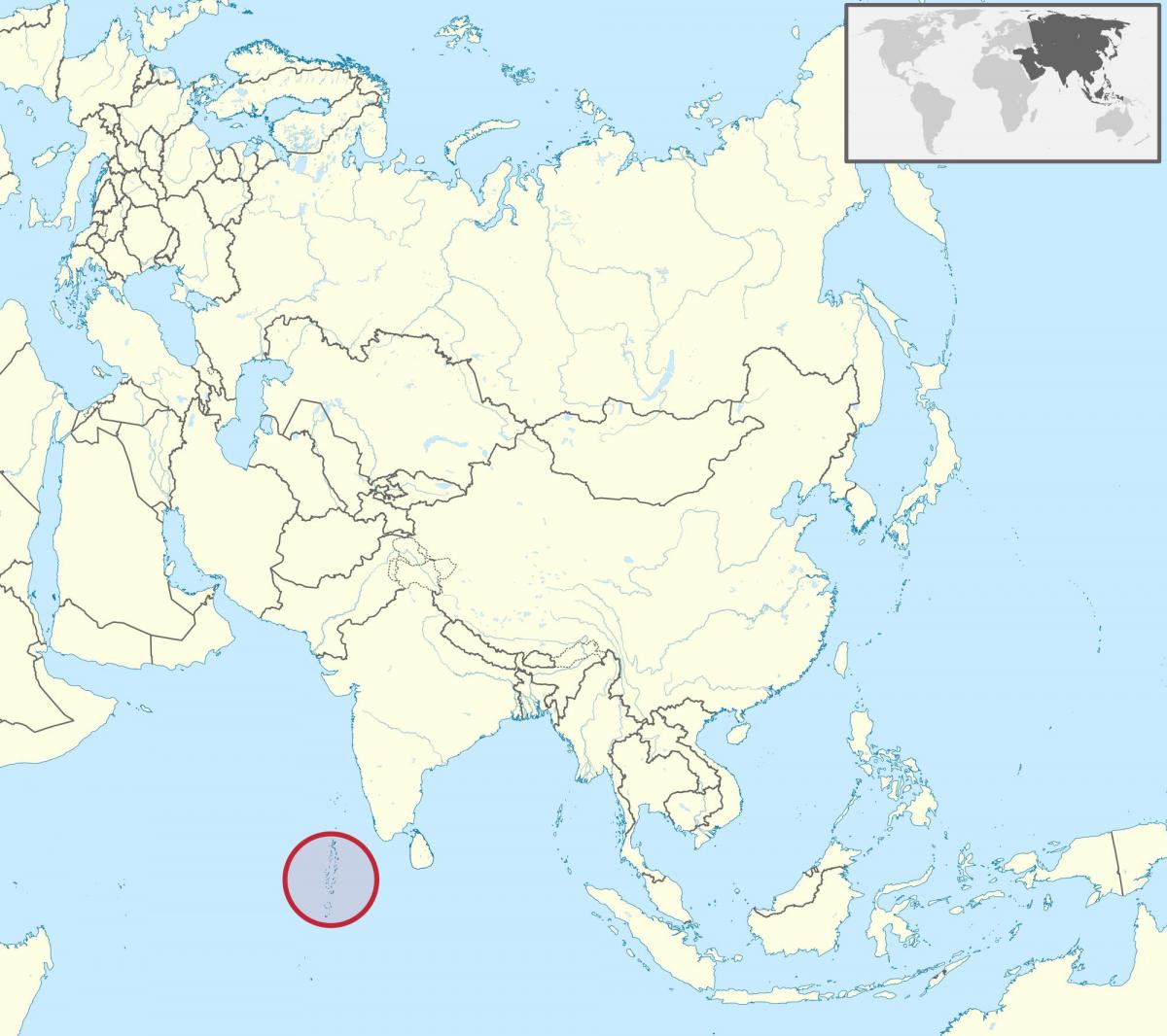 mapa Malediwy mapa Azji