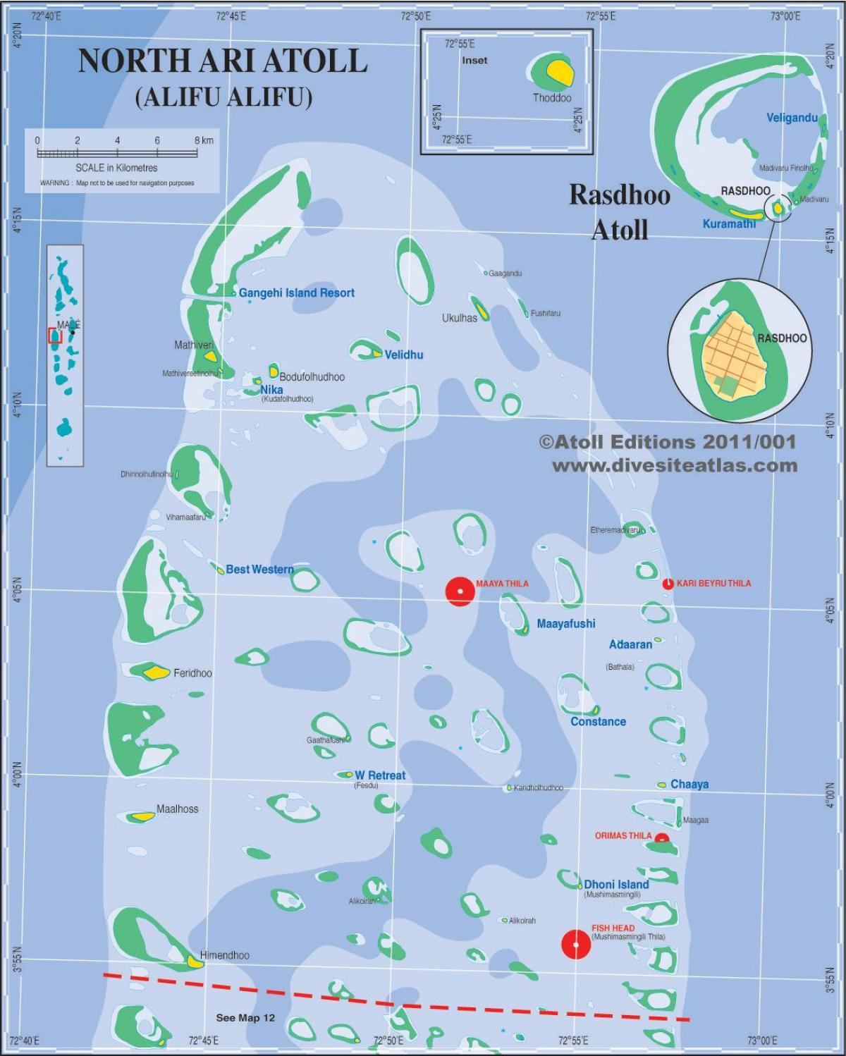 mapa Ari Atoll, Malediwy