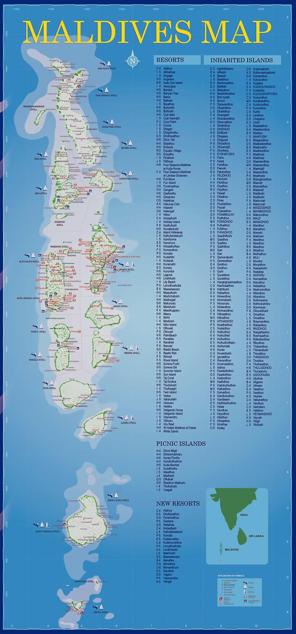 mapa malediwów ośrodki